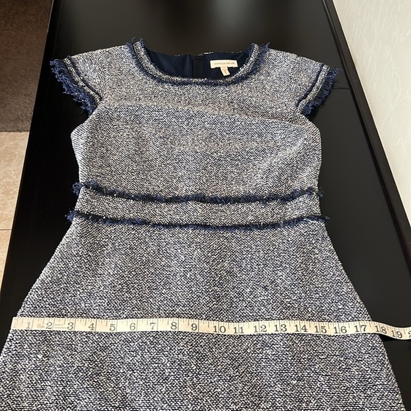 Rebecca Taylor Indigo Tweed Dress, navy blue and white boucle, size 4 - Picture 9 of 16